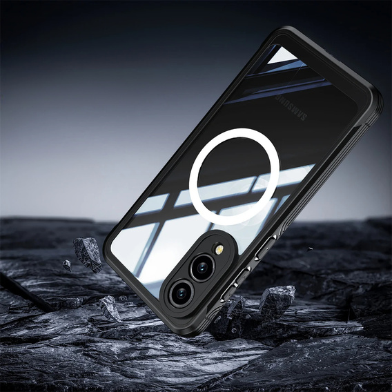 Etui do Samsung Galaxy S25 Edge, Shockproof, ze szkłem, do MagSafe, czarne