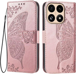 Etui z klapką do Xiaomi 15T, Butterfly, różowe rose gold