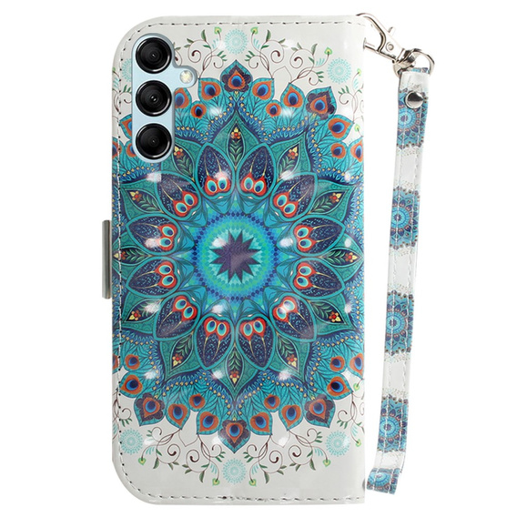 Etui z klapką do Samsung Galaxy A15, Wallet mandala, białe + szkło 9H