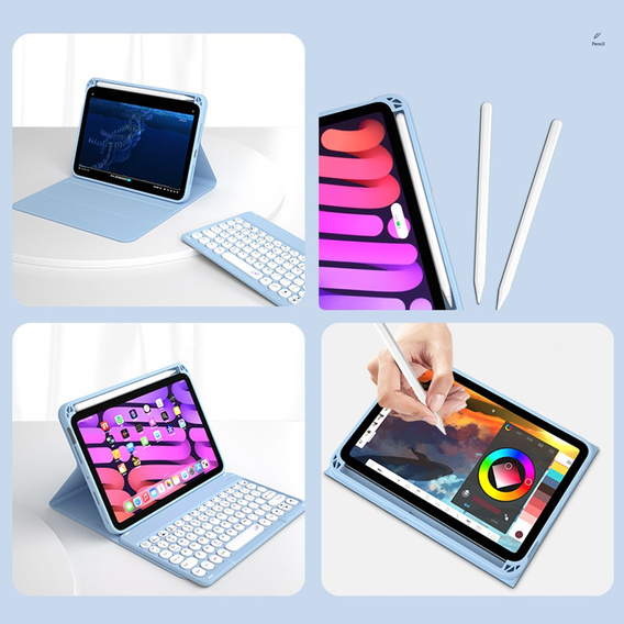 Etui z klawiaturą do iPad mini 8.3" 2021 (6 gen.), Magnetic Keyboard Pen Slot, fioletowe