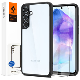 Etui Spigen do Samsung Galaxy A55 5G, Ultra Hybrid, czarne + Szkło Hartowane 9H