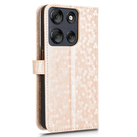 Etui z klapką do Motorola Moto G56 5G, Wallet Rhombus, złote