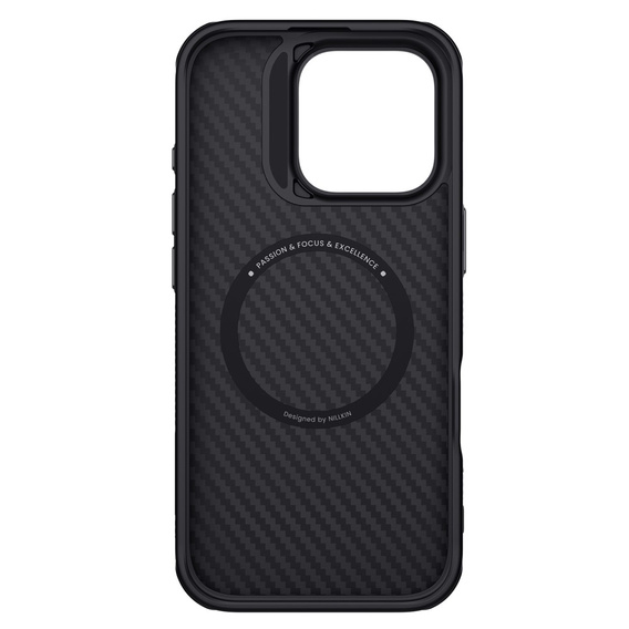 Etui do iPhone 16 Pro, pancerne Nillkin, Carbon Fiber, do Magsafe, złote
