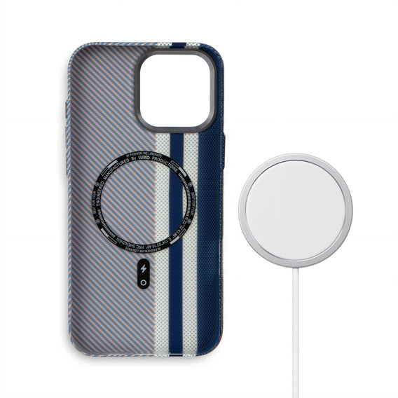 Etui do iPhone 14 Pro, Carbon Fiber MagSafe, niebieskie