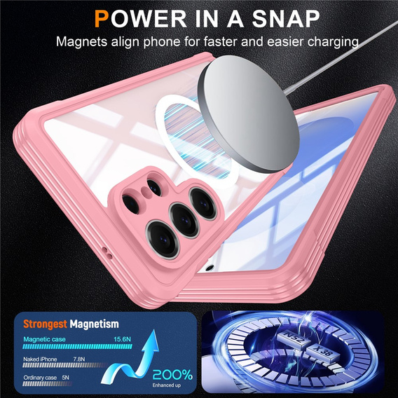 Etui do Samsung Galaxy S26 Ultra, Shockproof, ze szkłem, do MagSafe, różowe