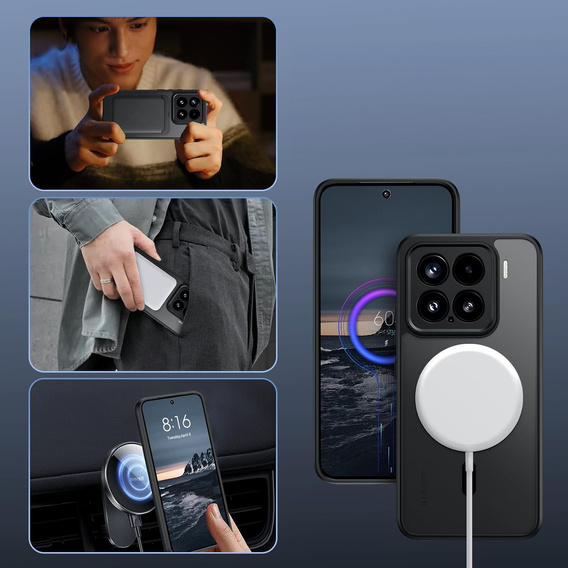 Etui do Xiaomi 15T Pro, do MagSafe, ERBORD Matt Case, czarny