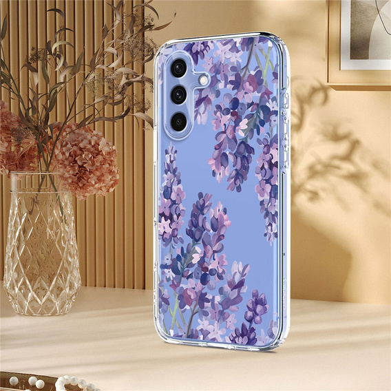 Etui do Samsung Galaxy S25 FE z motywem kwiatowym – fioletowe