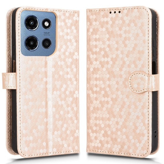 Etui z klapką do Motorola Moto G86 5G, Wallet Rhombus, złote