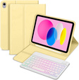 Etui z podświetlaną klawiaturą bluetooth do iPad 11" 2025 A16 (11 gen.) / iPad 10.9" 2022 (10 gen.), żółte