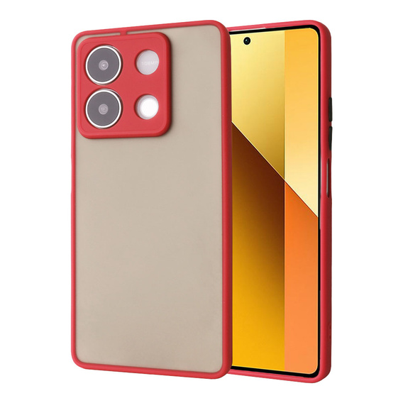 Etui silikonowe do Xiaomi Redmi Note 13 5G, z ochroną aparatu, przezroczyste / czerwone + Szkło hartowane 9H