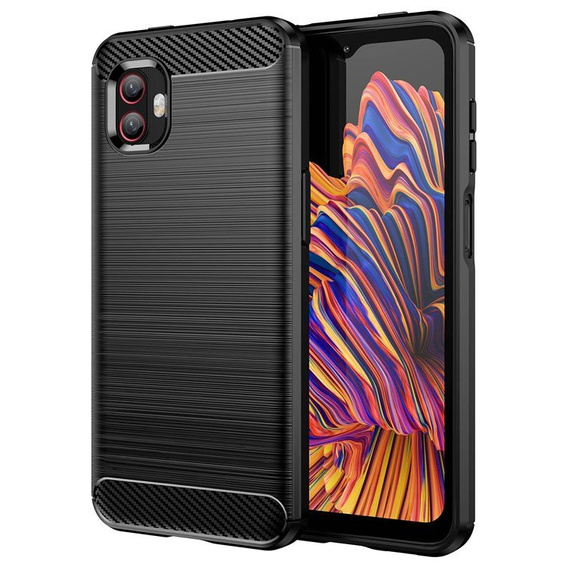 Zestaw Etui Karbon do Samsung Galaxy Xcover 6 Pro 5G, Czarne + Szkło 9H