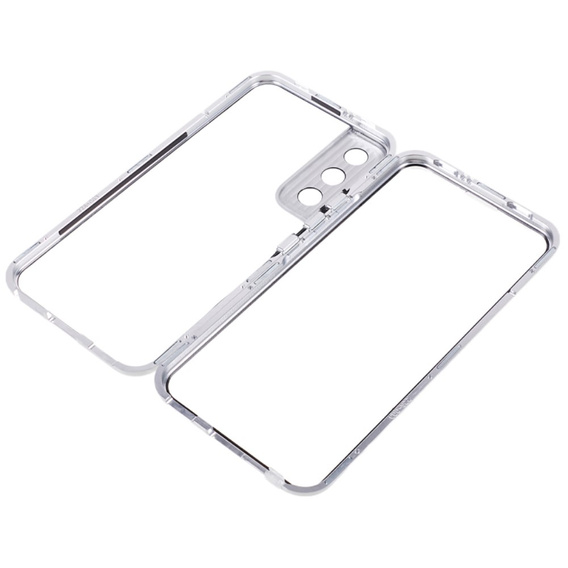 Etui do Samsung Galaxy S22, Magnetic Dual Glass, srebrne
