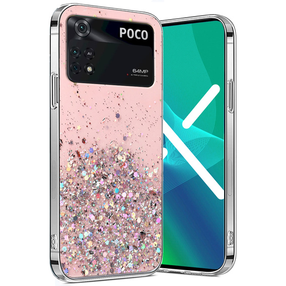 Etui do Xiaomi Poco M4 Pro 4G, Glittery, różowe