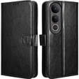 Etui z klapką do Vivo V50 Lite 4G / 5G, Crazy Horse Wallet, czarne
