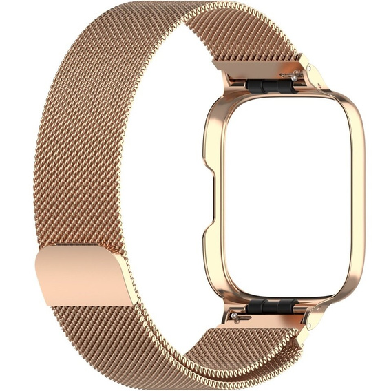 Pasek Bransoleta Milanese z Etui do Xiaomi Redmi Watch 3 Active, Różowe rose gold