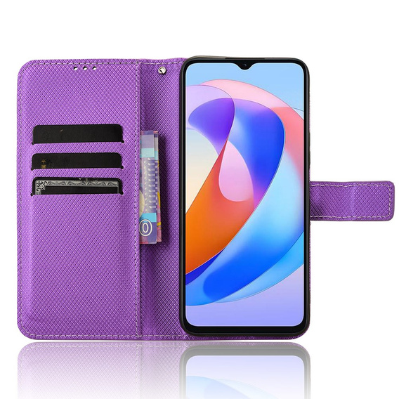 Etui z klapką do Honor Magic 6 Lite 5G, Wallet Smart Magnet, fioletowe