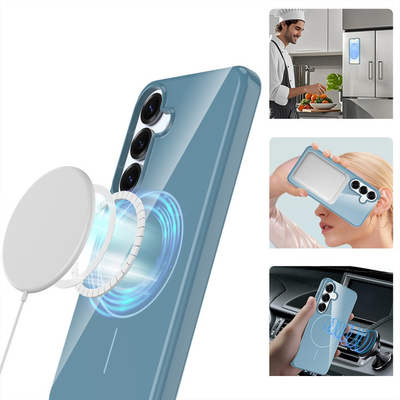 Etui do Samsung Galaxy S25 FE, Silicone Lite, do MagSafe ze smyczką, niebieskie