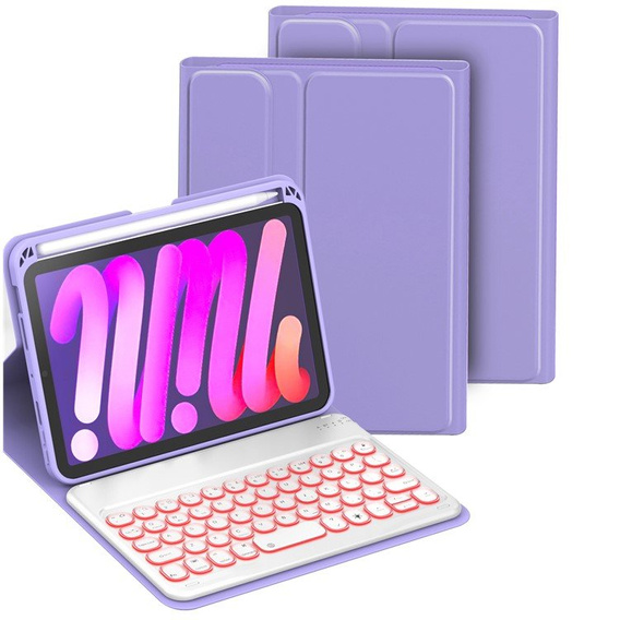 Etui z klawiaturą do iPad mini 8.3" 2021 (6 gen.), Magnetic Keyboard Pen Slot, fioletowe