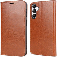 Etui skórzane do Samsung Galaxy A25 5G, Genuine Leather, z klapką, Brązowe