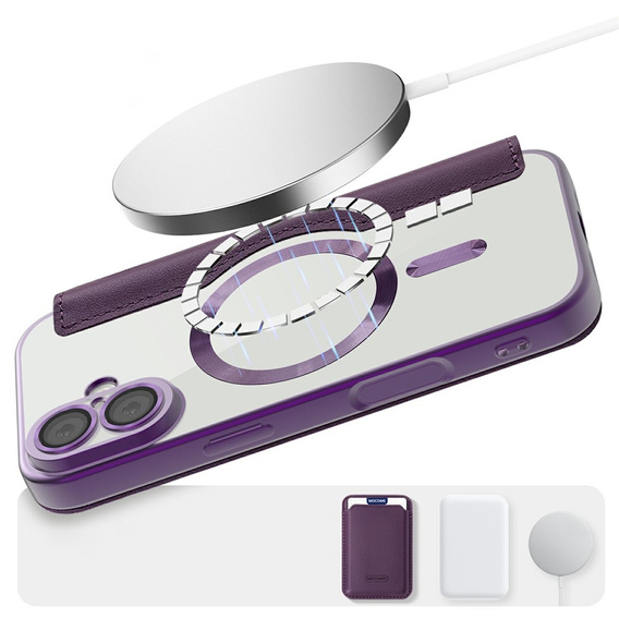 Etui z klapką do iPhone 17, RFID Wallet MagSafe z ochroną aparatu, fioletowe