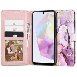 Etui Tech-Protect Wallet do Samsung Galaxy A35 5G, Marble, Różowe
