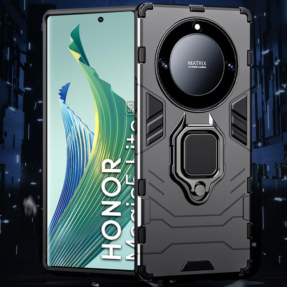 Etui do Honor Magic 5 Lite, Kickstand Ring, czarne