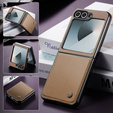 Etui do Samsung Galaxy Z Flip7, CASEME Litchi Leather, brązowe