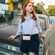 Etui z klapką do Samsung Galaxy A36 5G, Rhombus Crossbody Leather, różowe