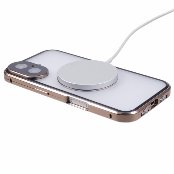 Etui Magnetic Dual Glass MagSafe do iPhone 16, złote