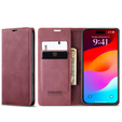 Etui do iPhone 17 Pro Max, ERBORD Vintage portfel z klapką, czerwone