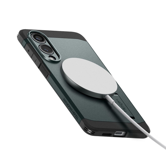 Etui Spigen do Samsung Galaxy S25 Edge, Tough Armor MagSafe, zielone + Szkło Hartowane 9H