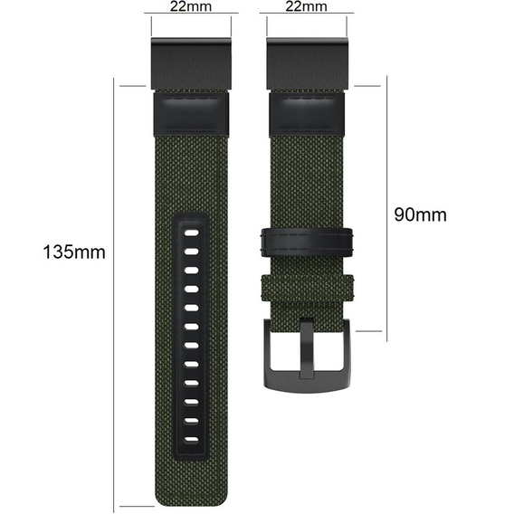 Pasek Nylonowy Quickfit do Garmin Fenix 22mm, Zielony