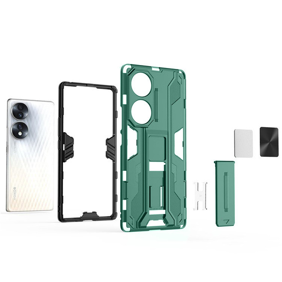 Etui do Honor 70 5G, Military kickstand, zielone
