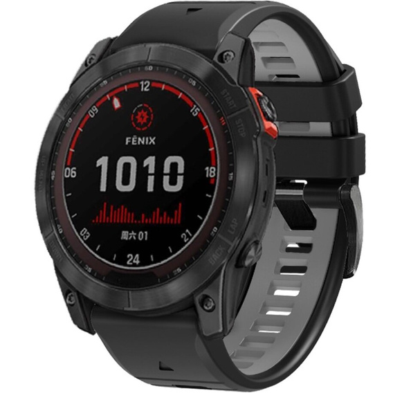 Pasek Silikonowy do Garmin Fenix 5X/6X/7X, Czarny / Szary