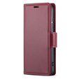 Etui do Samsung Galaxy S24 Ultra, ERBORD Glossy Litchi, portfel z klapką, czerwone
