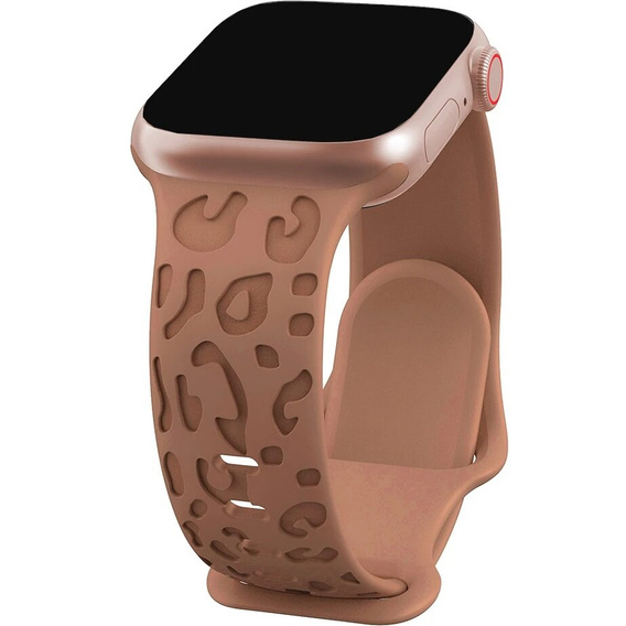 Pasek Silikonowy do Apple Watch 1/2/3/4/5/6/7/8/9/10/11/SE 38/40/41/42mm, Leopard, Brązowy