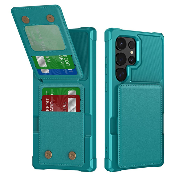 Etui do Samsung Galaxy S25 Ultra, Card Holder Kickstand, zielone