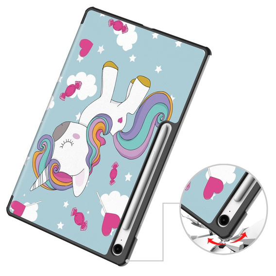 Etui z nadrukiem do Samsung Galaxy Tab S10 FE+ Plus – styl i ochrona w jednym - jednorożec
