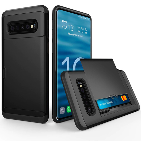 Etui do Samsung Galaxy S10+ Plus, Sliding Card Holder, czarne