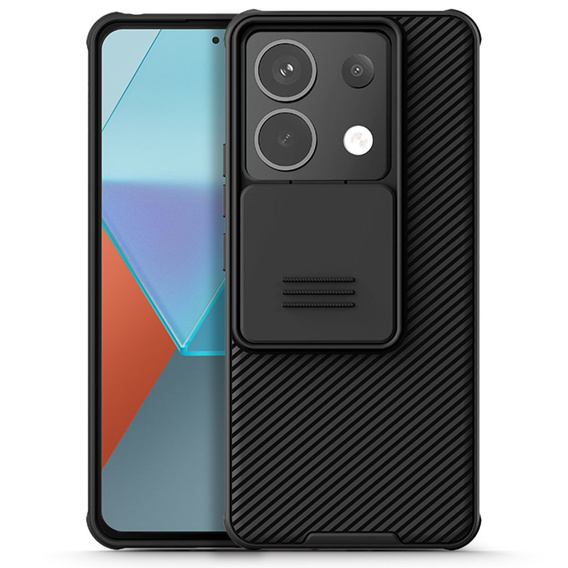 Etui do Xiaomi Redmi Note 13 Pro 5G / Poco X6 5G, pancerne Nillkin, CamShield Pro, czarne + 2x Szkło hartowane