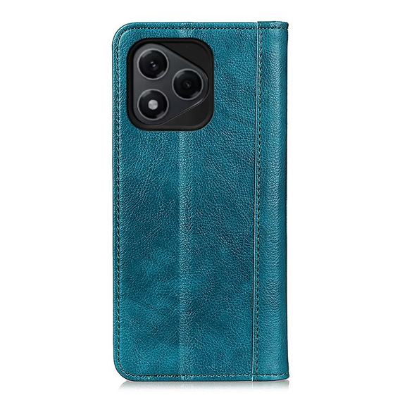 Etui z klapką do Honor 400 Lite – zielone, skórzane, z funkcją podstawki i kieszenią na kartę