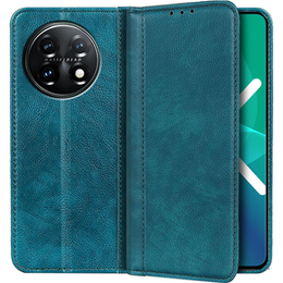 Etui z klapką do OnePlus 11 5G, Split Leather, zielone