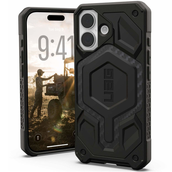 Etui Urban Armor Gear do iPhone 17, Monarch Pro Kevlar MagSafe, carbon fiber