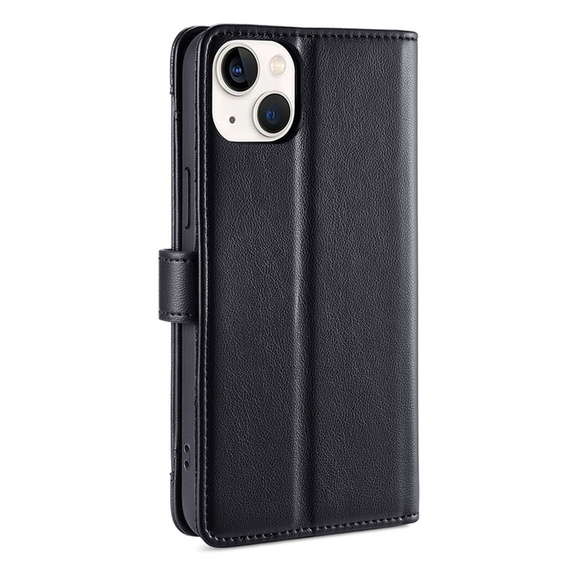 Etui z klapką do iPhone 15, Wallet Zipper Pocket, czarne