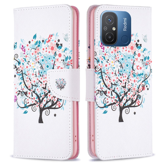 Etui z klapką do Xiaomi Redmi 12C, Wallet, Colorful Tree białe