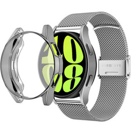 Bransoleta + Etui z Osłoną na Ekran do Samsung Galaxy Watch 6 40mm, Srebrna