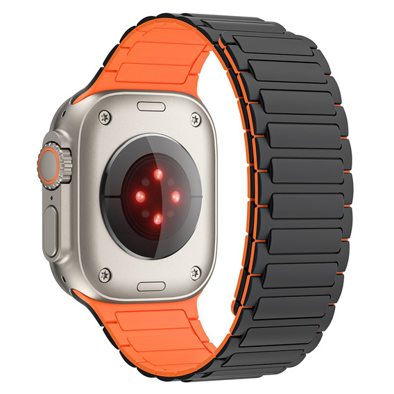 Pasek Silikonowy do Apple Watch 1/2/3/4/5/6/7/8/9/10/11/SE Ultra 1/2/3 42/44/45/46/49mm, Czarny/Pomarańczowy