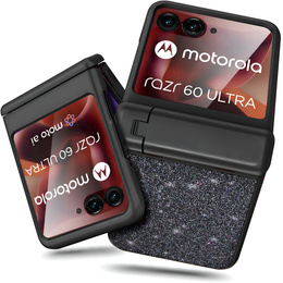 Etui do Motorola Razr 60 Ultra – Glitter PC Case ze szkłem i podstawką - czarne