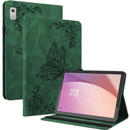 Etui do Lenovo Tab M9, Wallet Pen Slot, butterflies, zielone