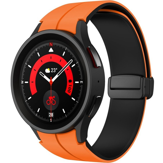 Pasek Silikonowy do Samsung Galaxy Watch 4/5/6 40/42/43/44/45/46/47mm, Pomarańczowy / Czarny